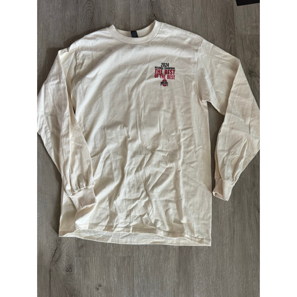 Men's Gildan Ohio State Buckeyes Cream Long Sleeve Tee L